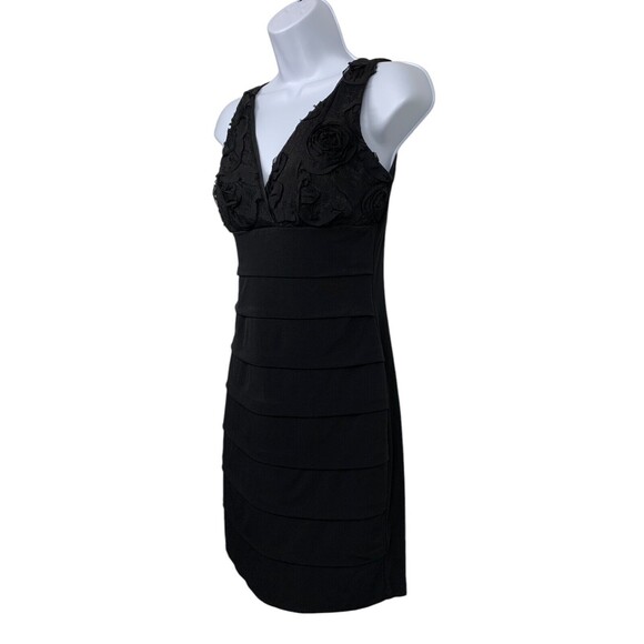 Enfocus Studio Women's size 6 Black Floral Bodice Sheath Dress Stretch Lined - Picture 5 of 9